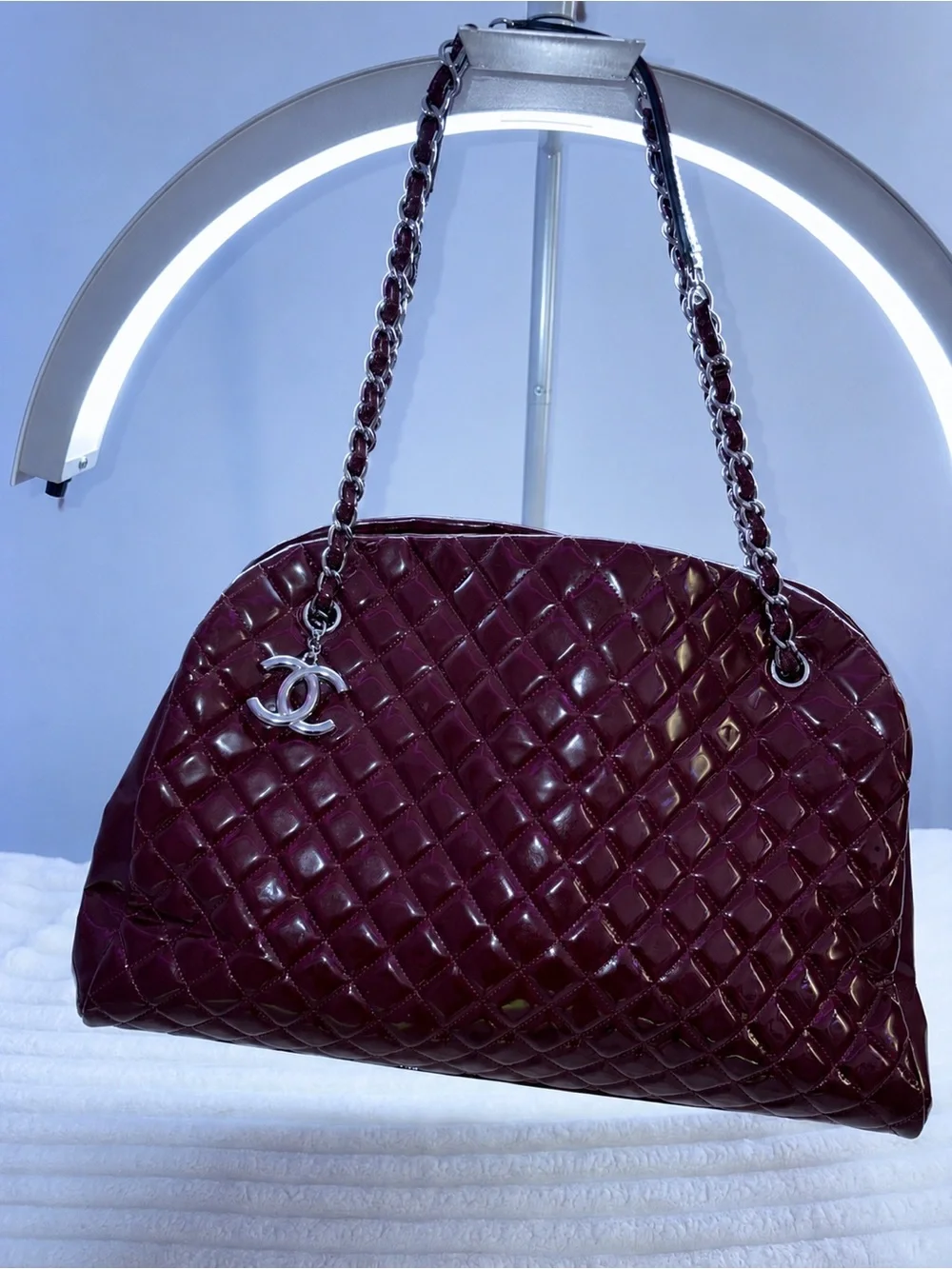 Authentic CHANEL Mademoiselle Large Leather Bowling Tote Bag